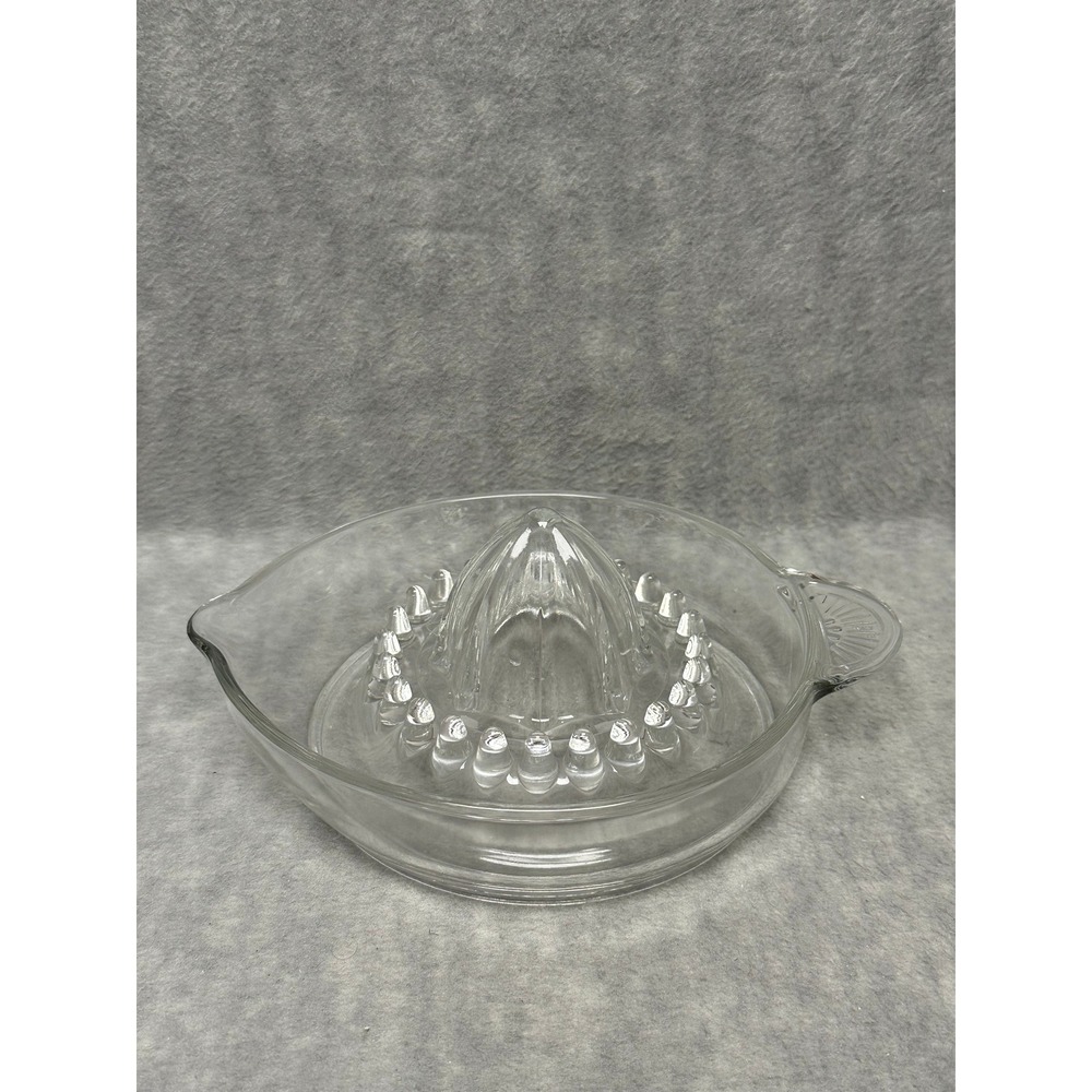 Italy VTG Glass Citrus Juicer Lemon Reamer Clear Pressed Glass Handle Spout